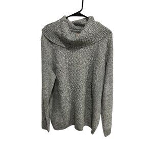 Faded Glory Gray Cable Knit Cowl Neck Sweater Sz XXL